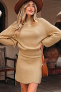 Solid High Neck Sweater and Pleated Mini Skirt Set - Rooted & Reckless Co.