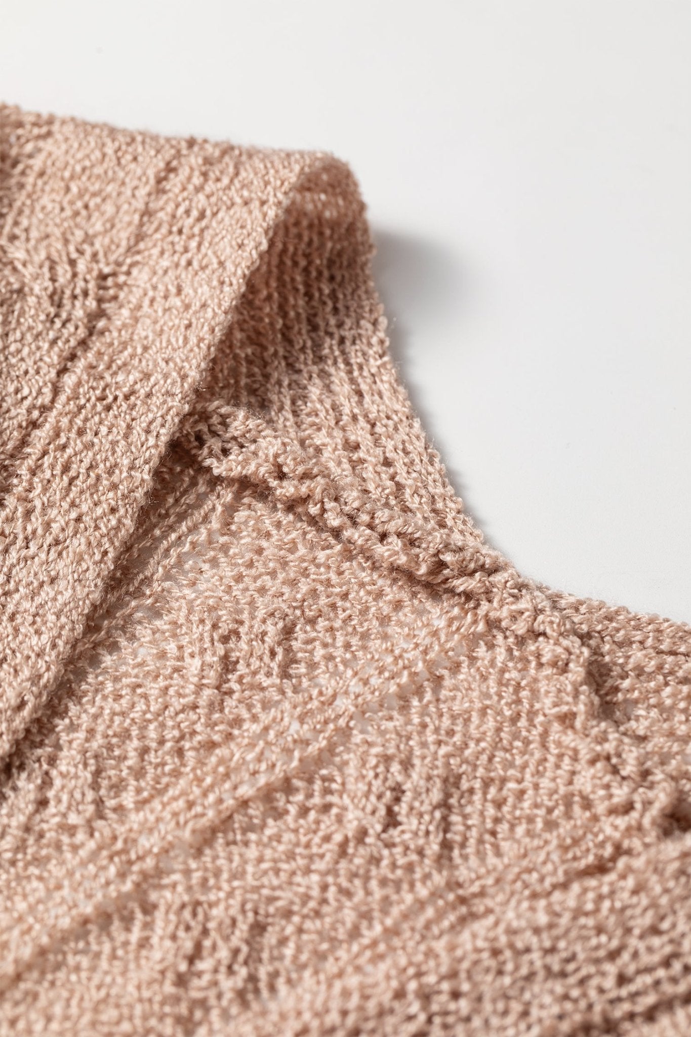 Solid Hollowed Knit Drop Shoulder Open Cardigan - Rooted & Reckless Co.