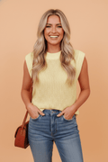 Solid Hollowed Knit Sleeveless Sweater Top - Rooted & Reckless Co.