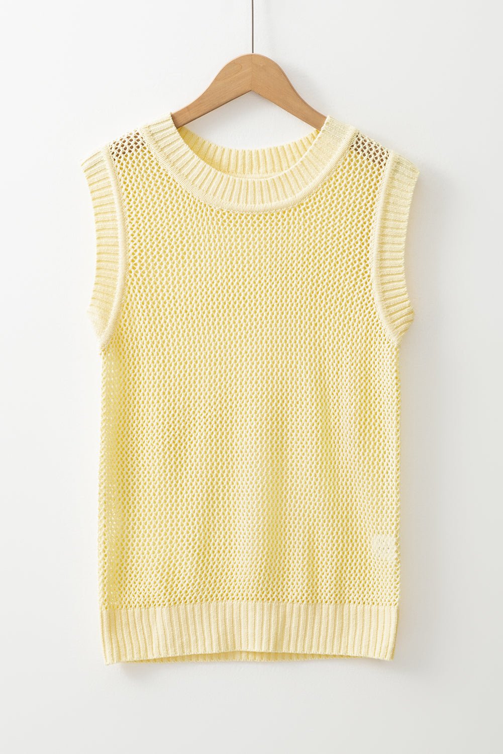 Solid Hollowed Knit Sleeveless Sweater Top - Rooted & Reckless Co.