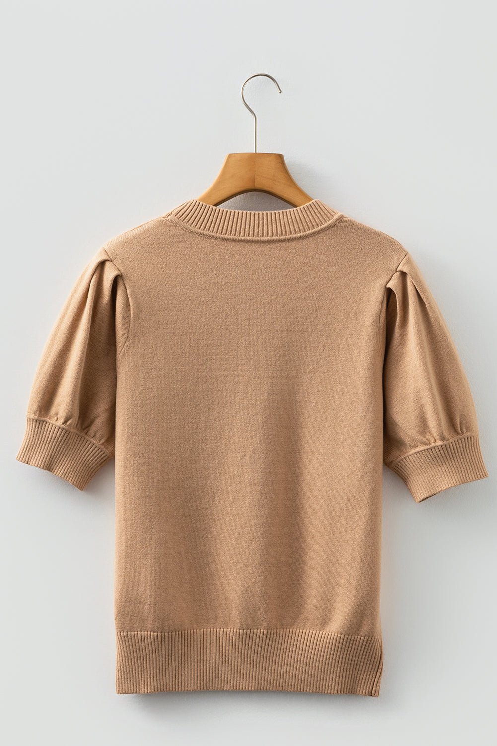 Solid Knit Short Puff Sleeve Sweater - Rooted & Reckless Co.