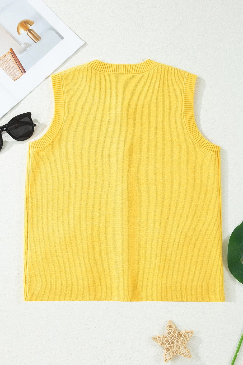 Solid Knit Sleeveless Button Front Pocketed Sweater - Rooted & Reckless Co.