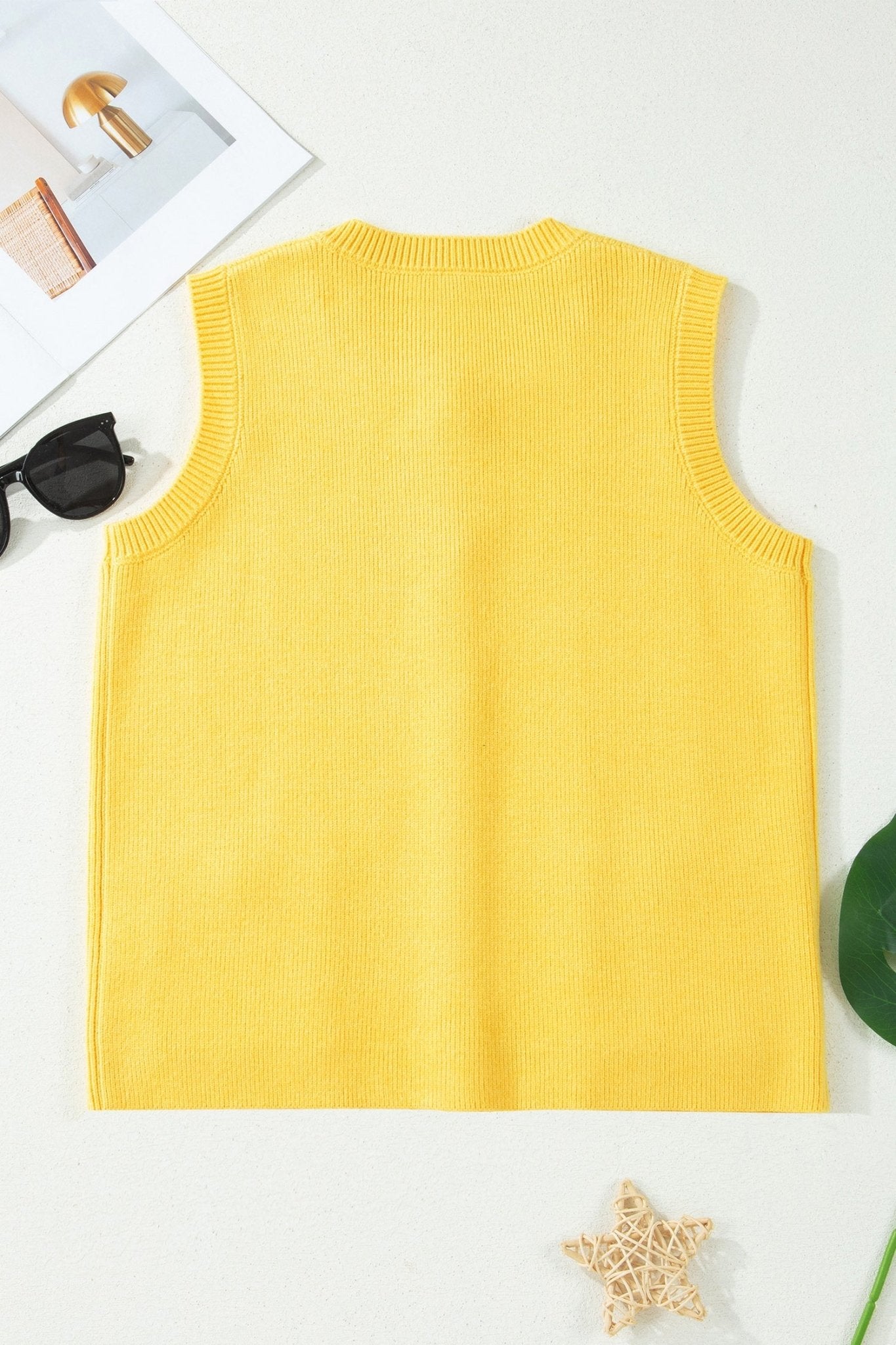 Solid Knit Sleeveless Button Front Pocketed Sweater - Rooted & Reckless Co.
