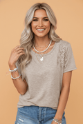 Solid Lace Embroidered Patch Short Sleeve Tee - Rooted & Reckless Co.
