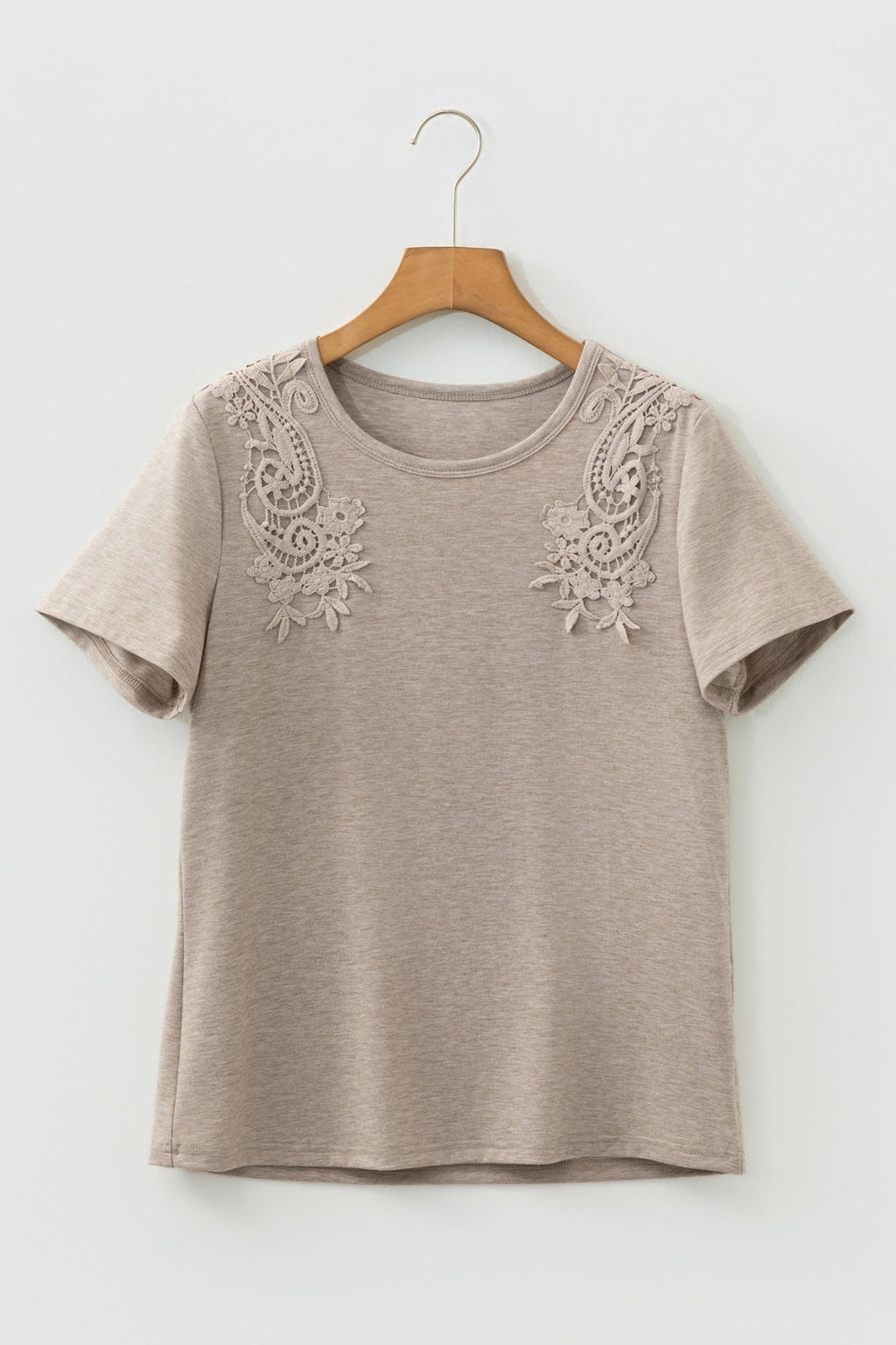 Solid Lace Embroidered Patch Short Sleeve Tee - Rooted & Reckless Co.