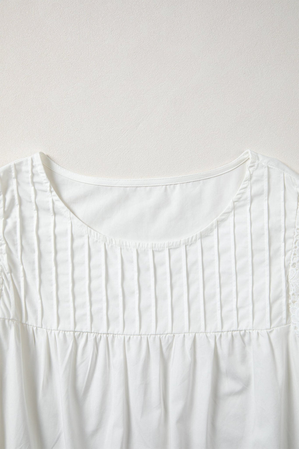 Solid Lace Flutter Sleeve Pleated Blouse - Rooted & Reckless Co.
