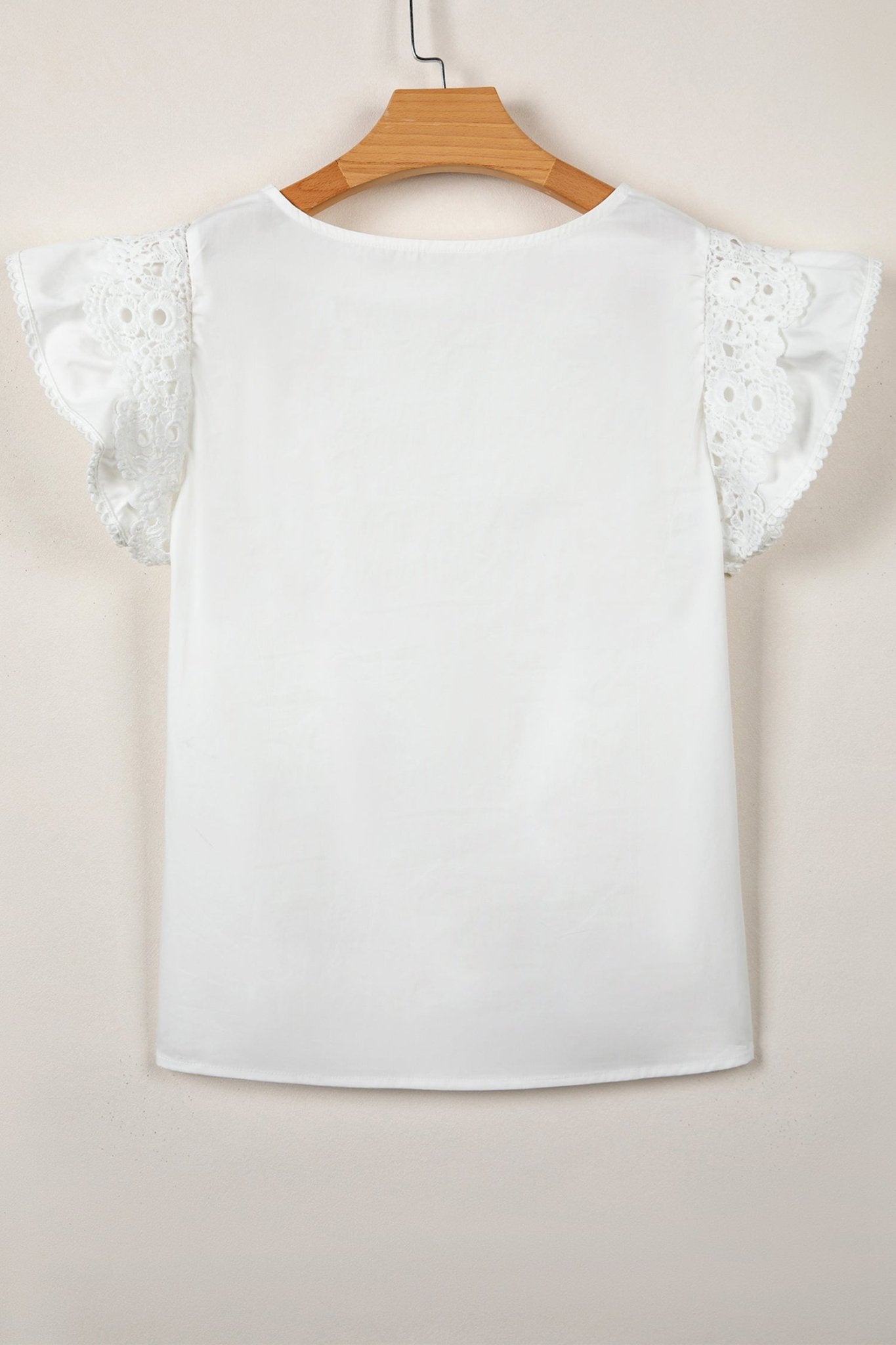 Solid Lace Flutter Sleeve Pleated Blouse - Rooted & Reckless Co.