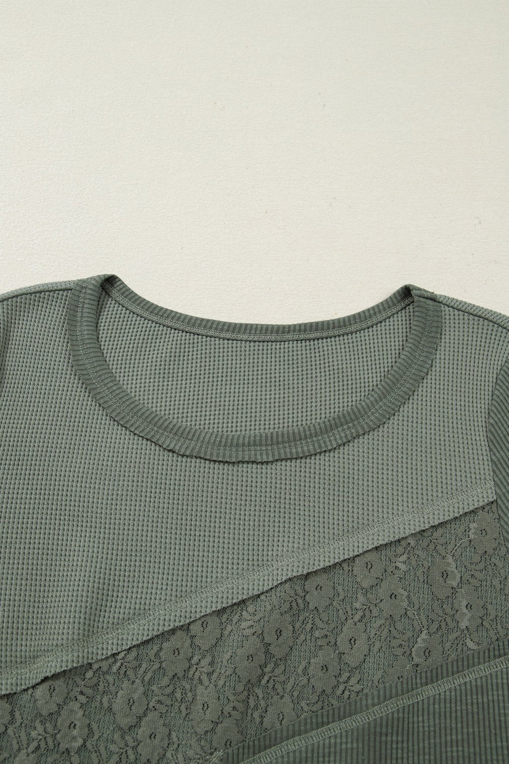 Solid Lace Patchwork Long Sleeve Knit Top - Rooted & Reckless Co.