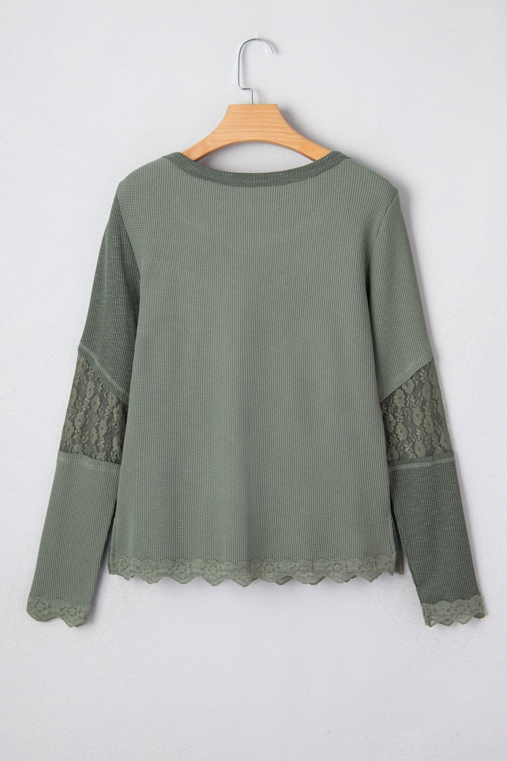 Solid Lace Patchwork Long Sleeve Knit Top - Rooted & Reckless Co.