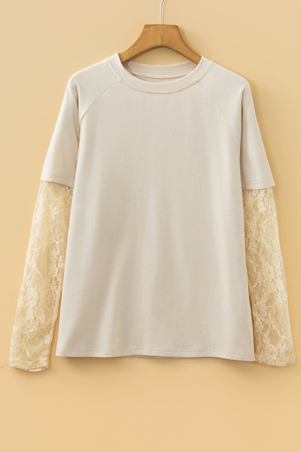Solid Lace Patchwork Long Sleeve T-Shirt - Rooted & Reckless Co.