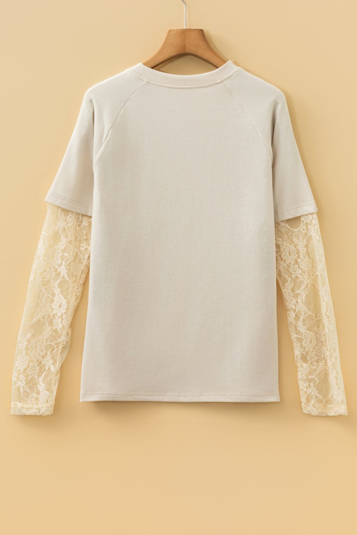 Solid Lace Patchwork Long Sleeve T-Shirt - Rooted & Reckless Co.