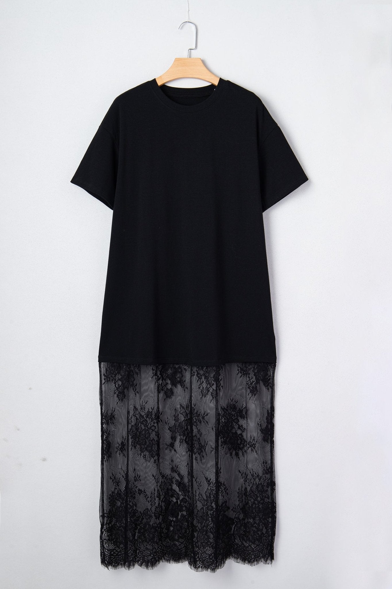 Solid Lace Patchwork Short Sleeve Maxi Dress - Rooted & Reckless Co.