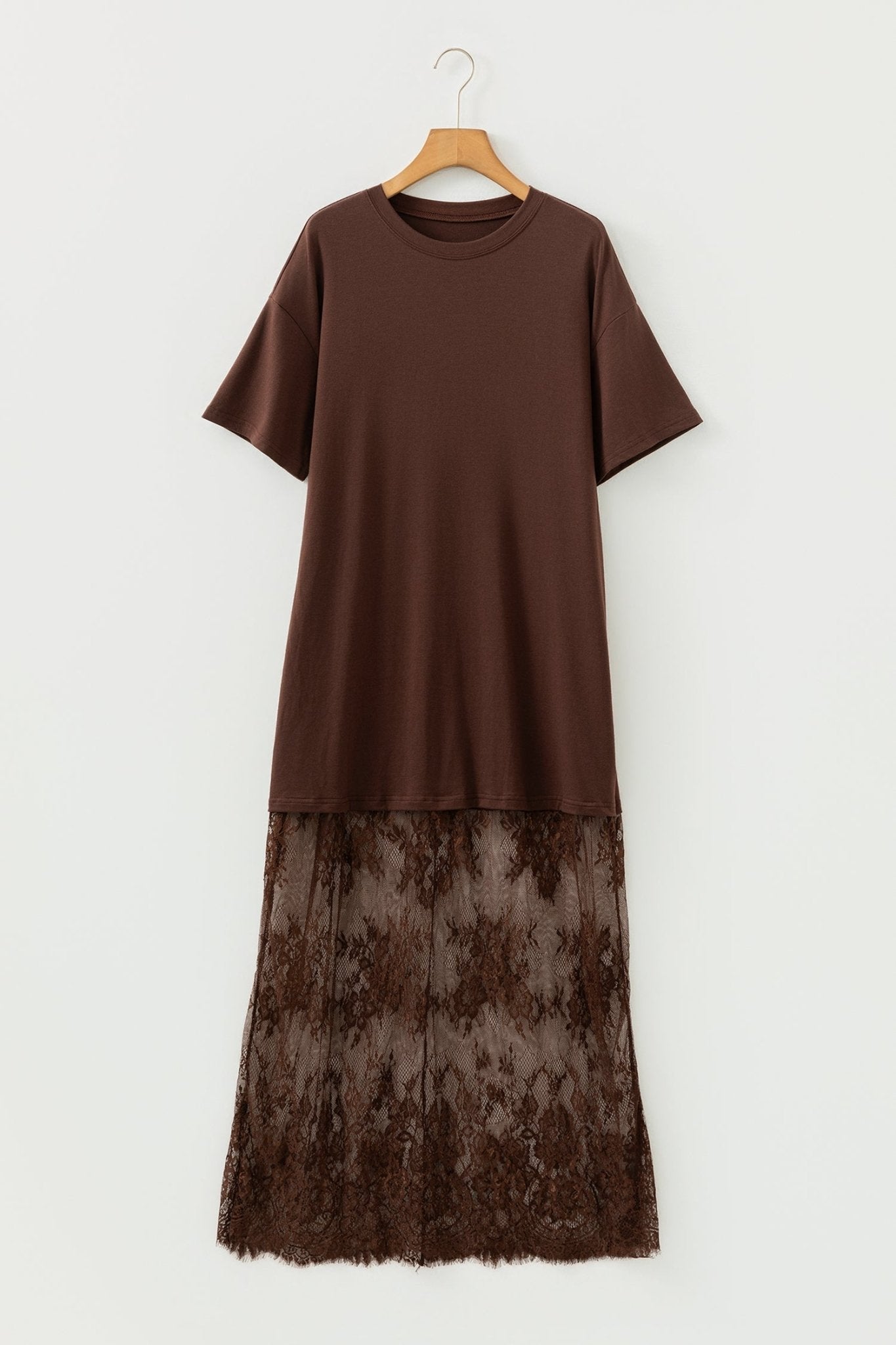 Solid Lace Patchwork Short Sleeve Maxi Dress - Rooted & Reckless Co.