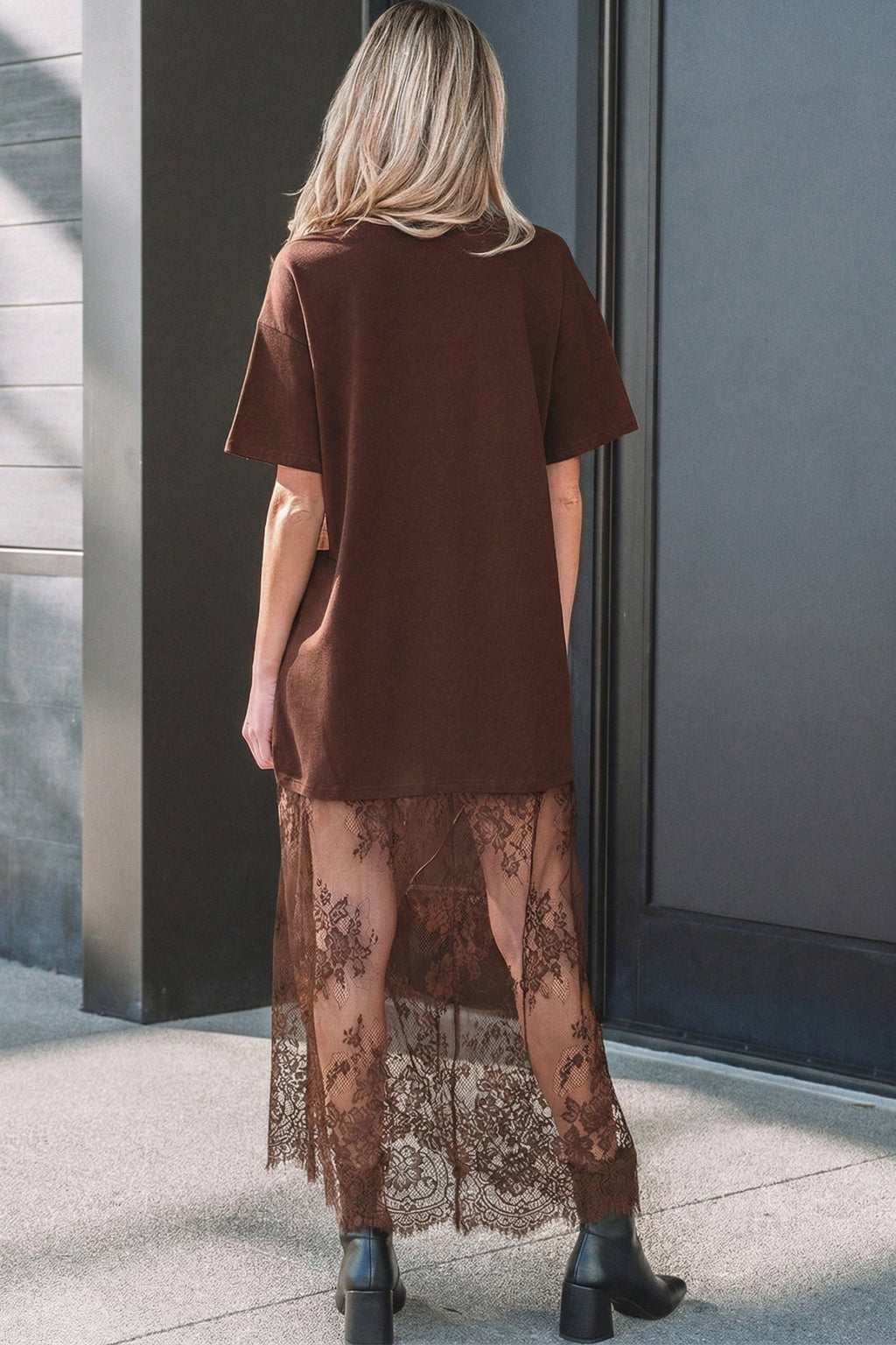 Solid Lace Patchwork Short Sleeve Maxi Dress - Rooted & Reckless Co.