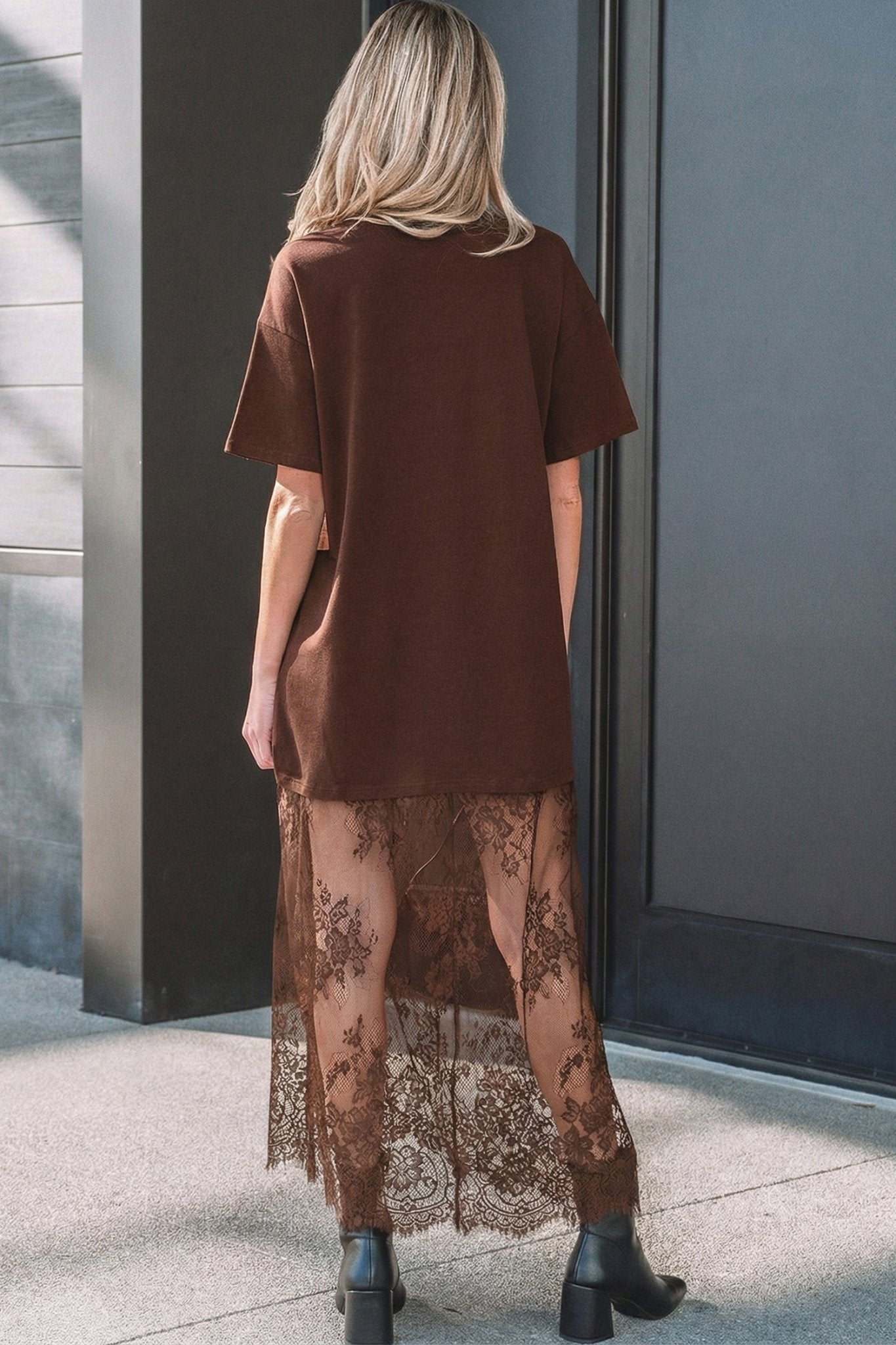 Solid Lace Patchwork Short Sleeve Maxi Dress - Rooted & Reckless Co.