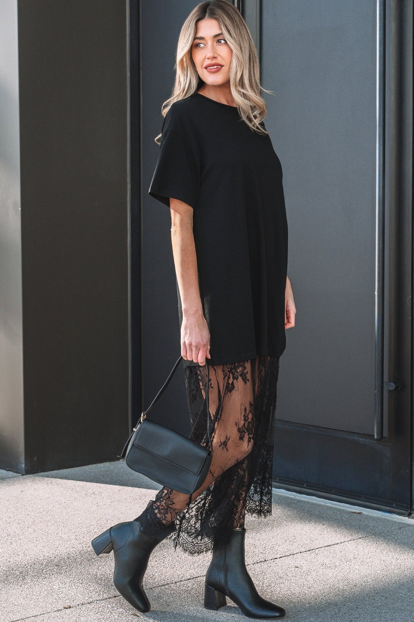 Solid Lace Patchwork Short Sleeve Maxi Dress - Rooted & Reckless Co.