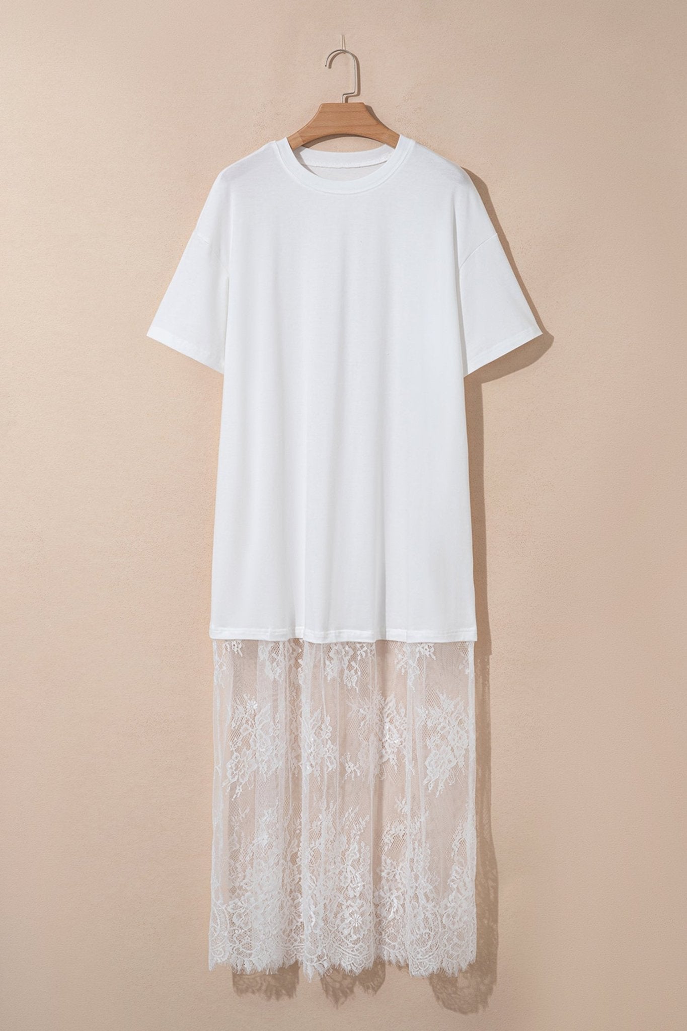 Solid Lace Patchwork Short Sleeve Maxi Dress - Rooted & Reckless Co.