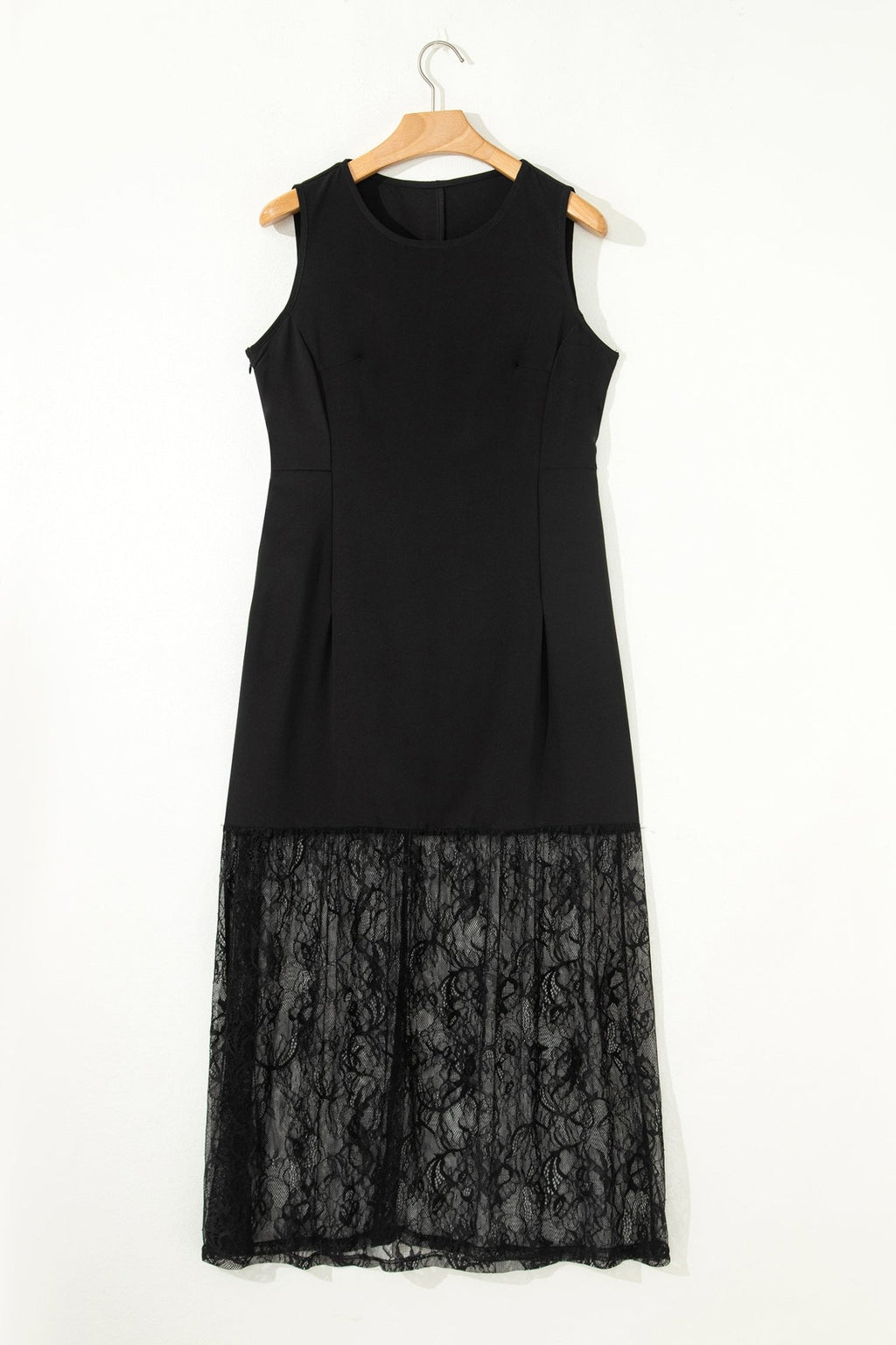 Solid Lace Patchwork Sleeveless Maxi Dress - Rooted & Reckless Co.