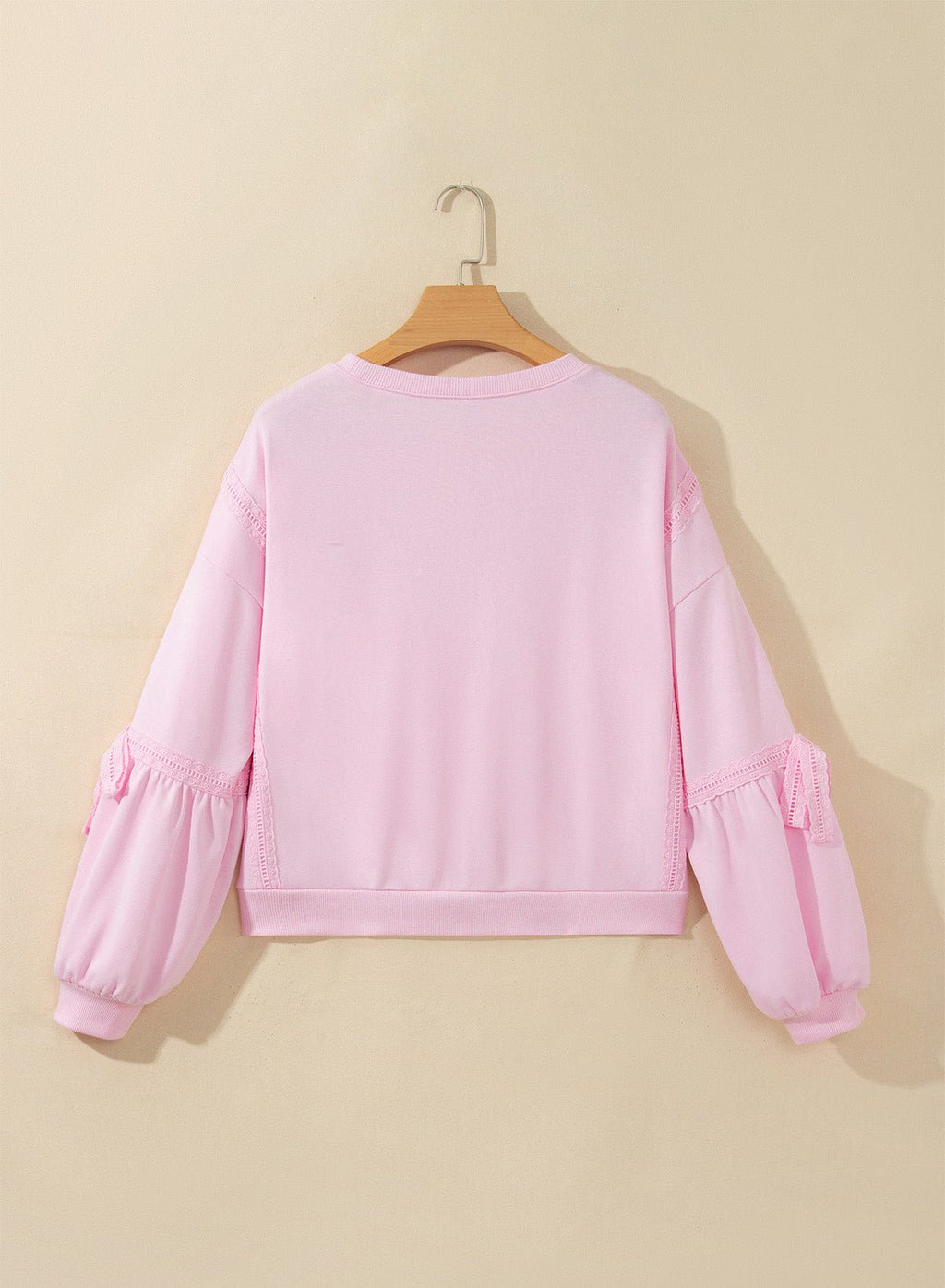 Solid Lace Trim Raw Seam Loose Sweatshirt - Rooted & Reckless Co.