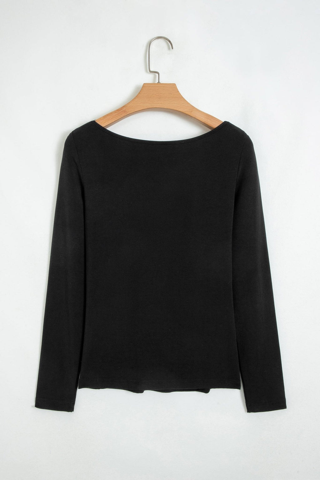 Solid Lace Trim V-Neck Long Sleeve Top - Rooted & Reckless Co.
