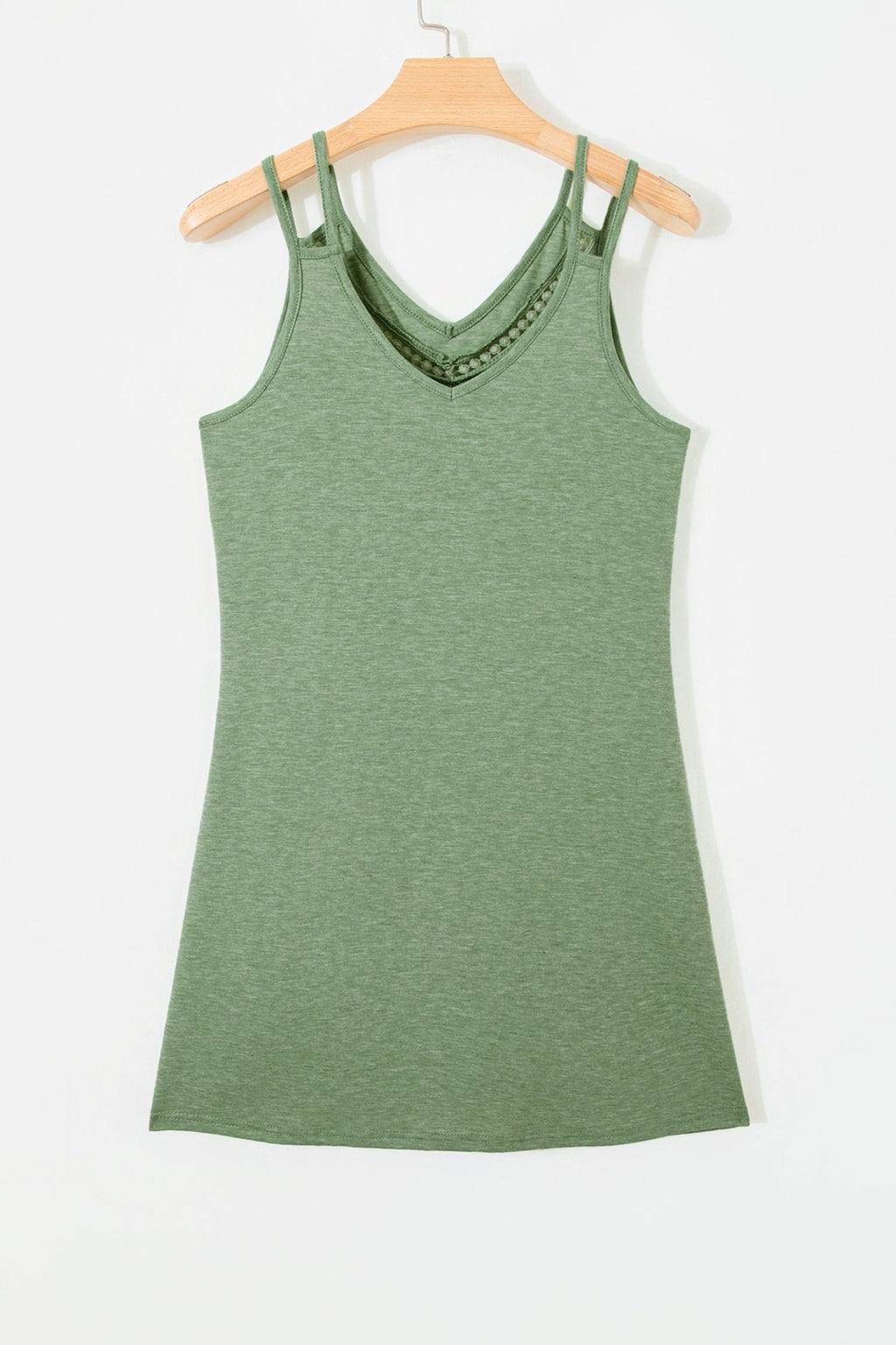 Solid Lace Trim V-Neck Sleeveless Mini Dress - Rooted & Reckless Co.