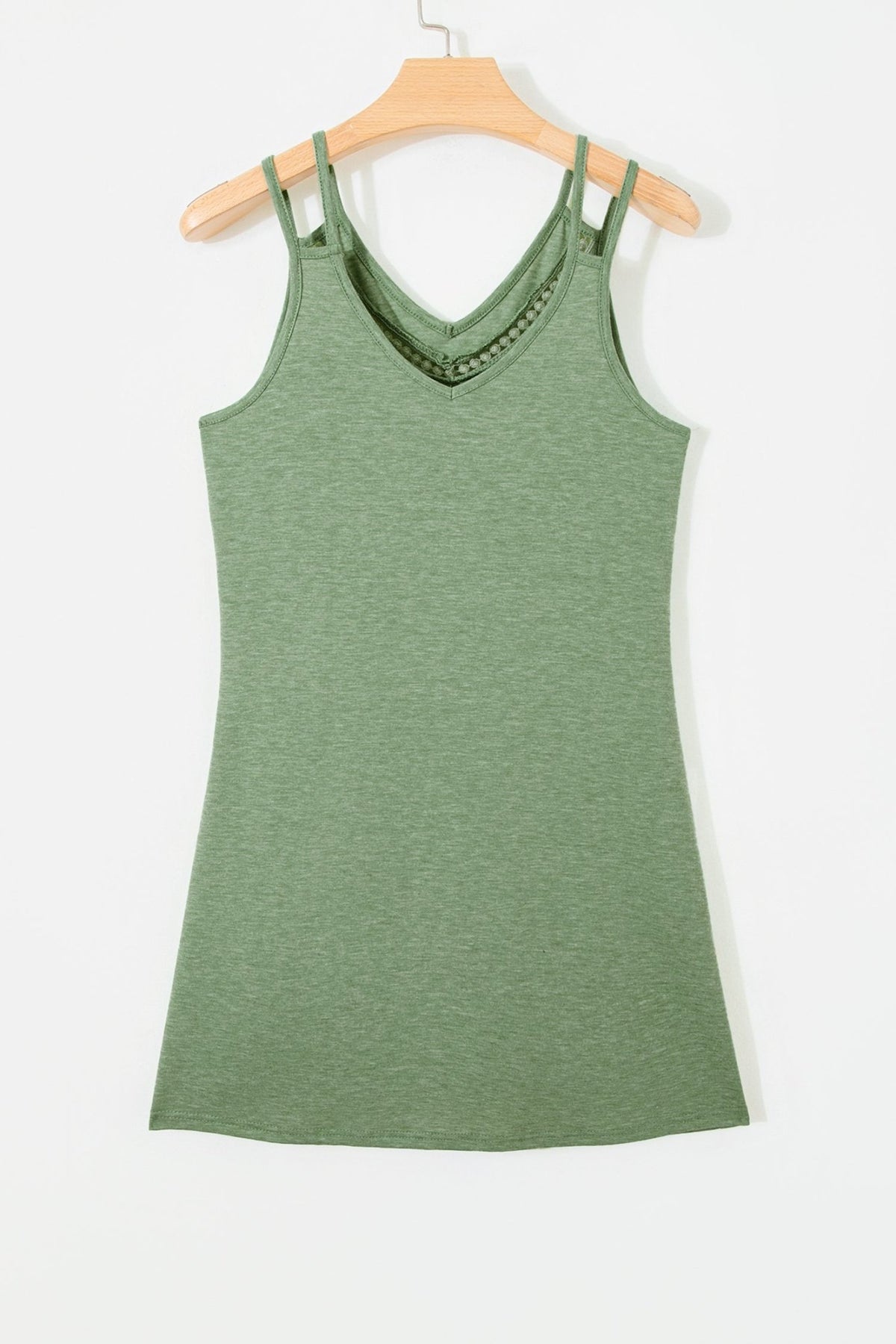 Solid Lace Trim V-Neck Sleeveless Mini Dress - Rooted & Reckless Co.