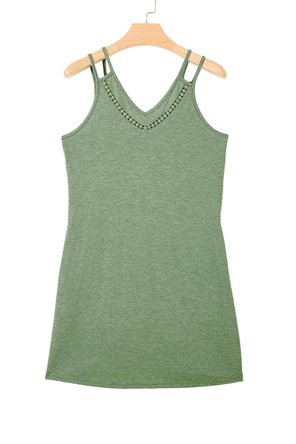 Solid Lace Trim V-Neck Sleeveless Mini Dress - Rooted & Reckless Co.