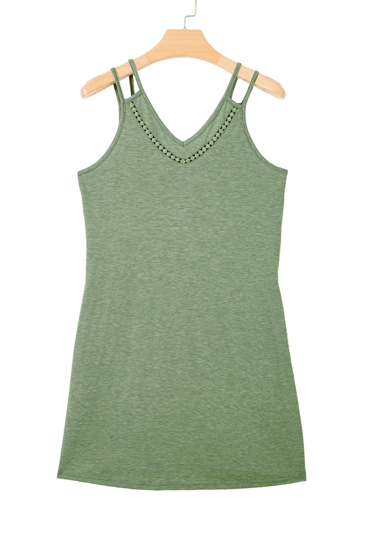 Solid Lace Trim V-Neck Sleeveless Mini Dress - Rooted & Reckless Co.
