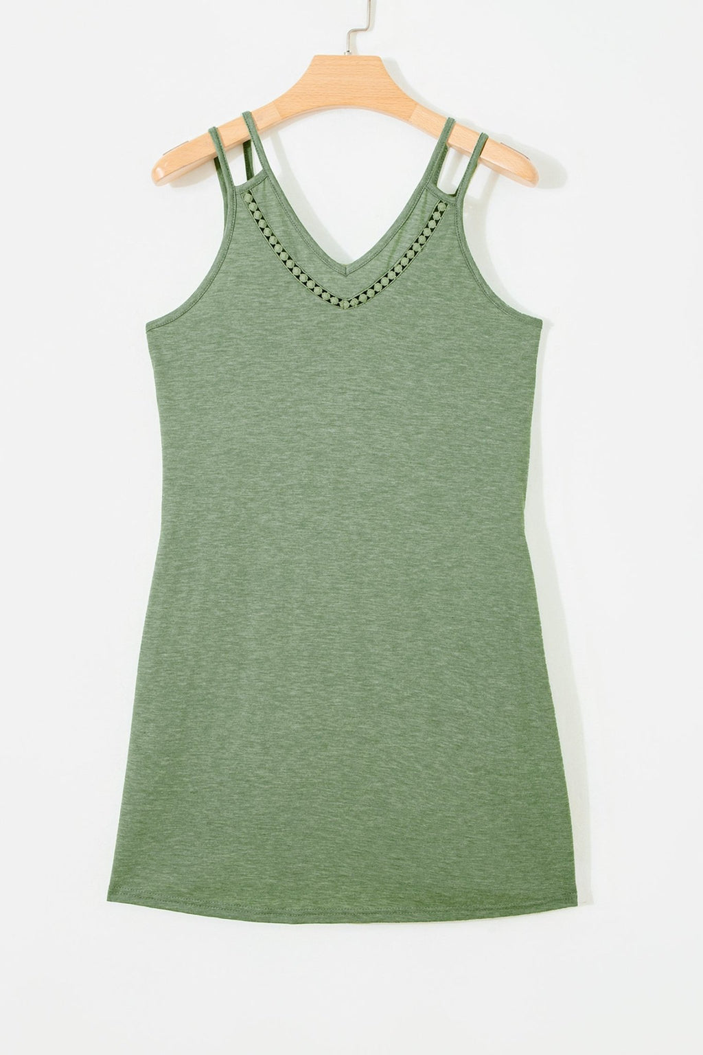 Solid Lace Trim V-Neck Sleeveless Mini Dress - Rooted & Reckless Co.