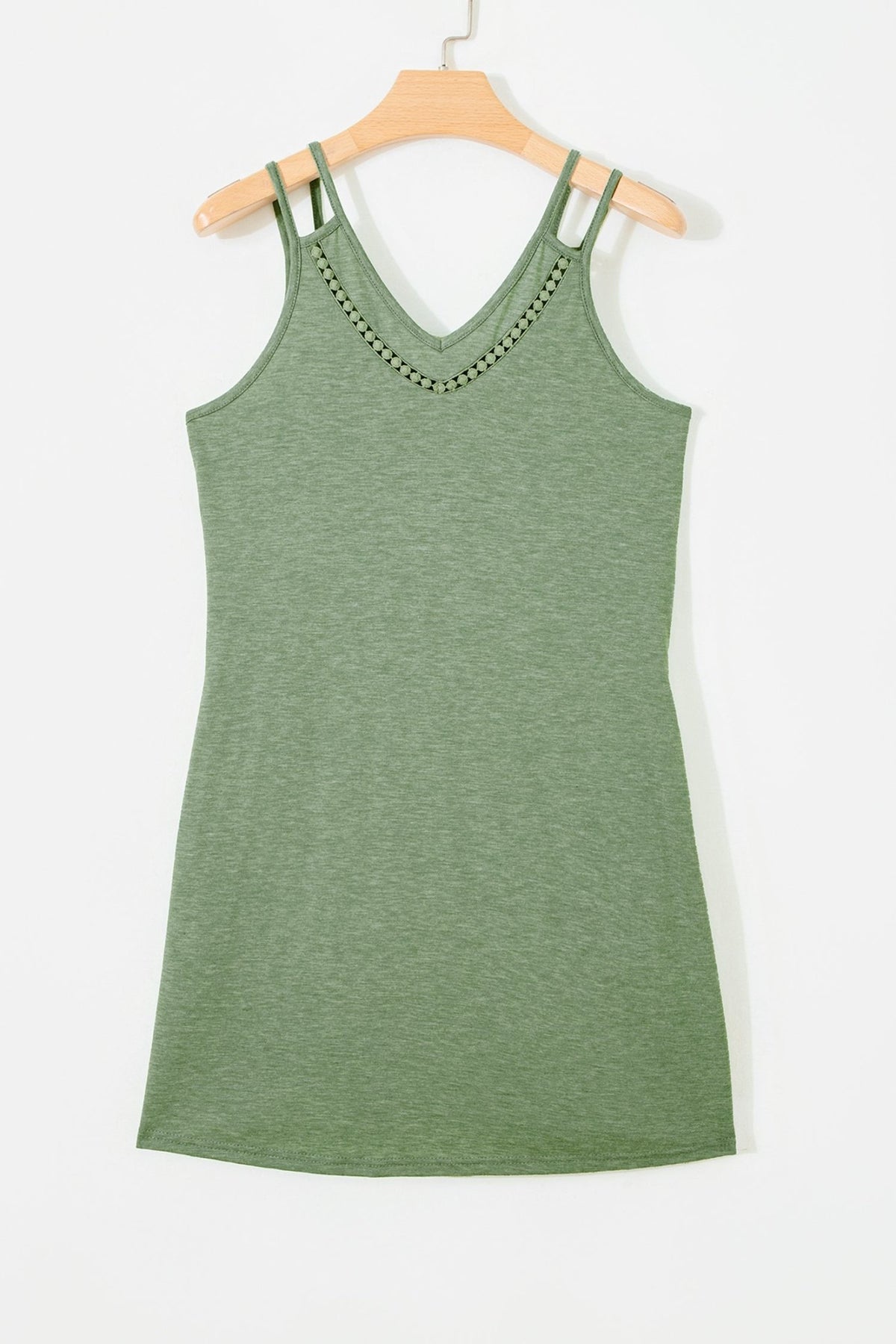 Solid Lace Trim V-Neck Sleeveless Mini Dress - Rooted & Reckless Co.