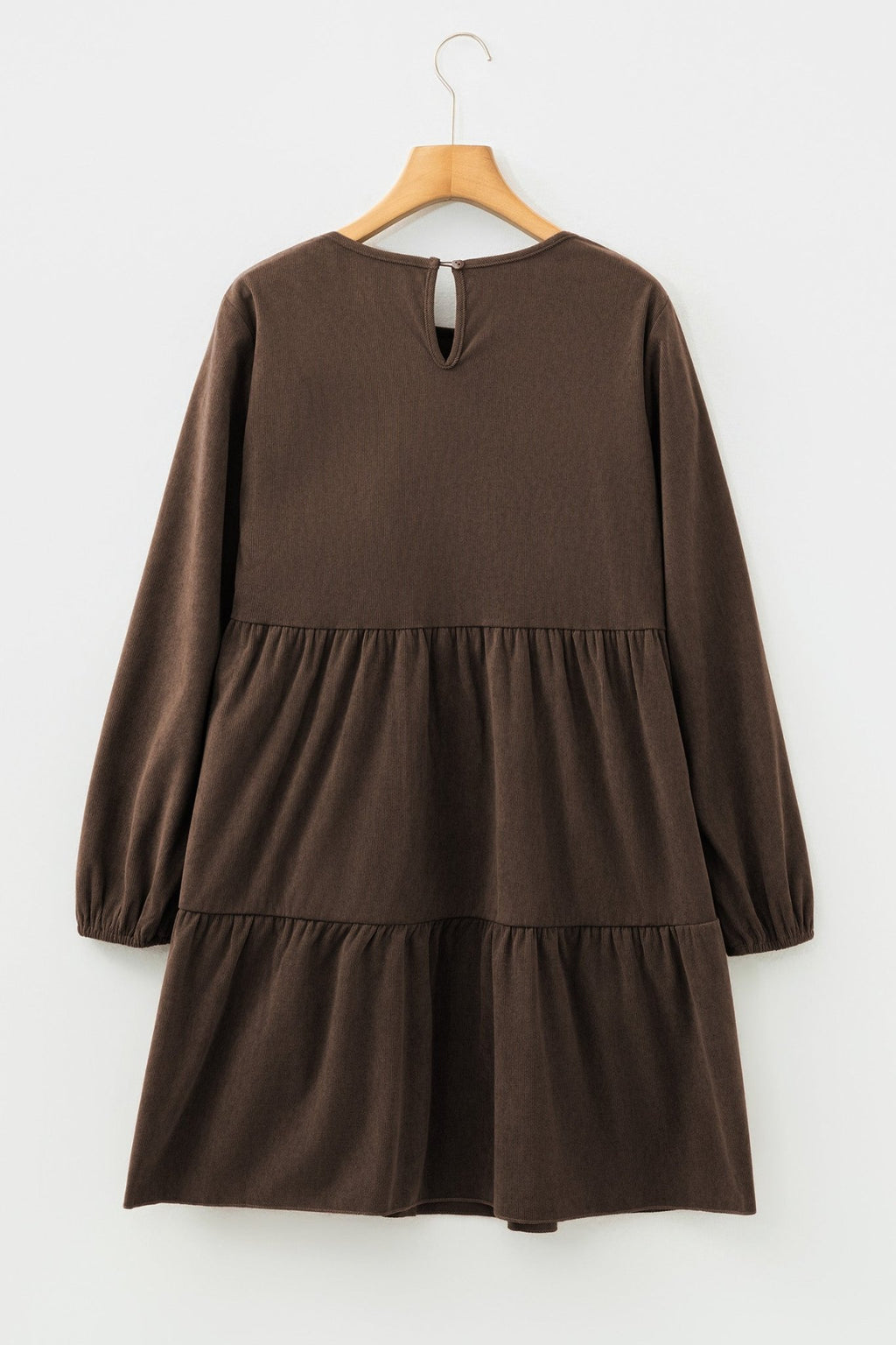 Solid Lantern Sleeve Tiered Mini Dress - Rooted & Reckless Co.