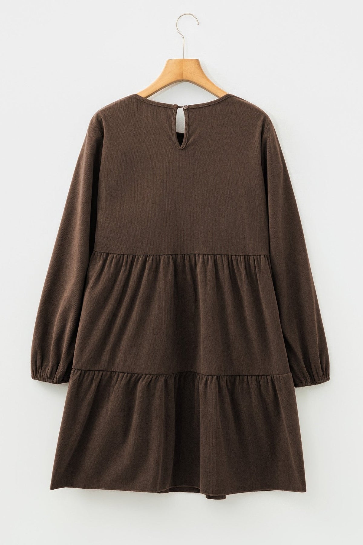 Solid Lantern Sleeve Tiered Mini Dress - Rooted & Reckless Co.