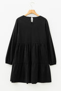 Solid Lantern Sleeve Tiered Mini Dress - Rooted & Reckless Co.