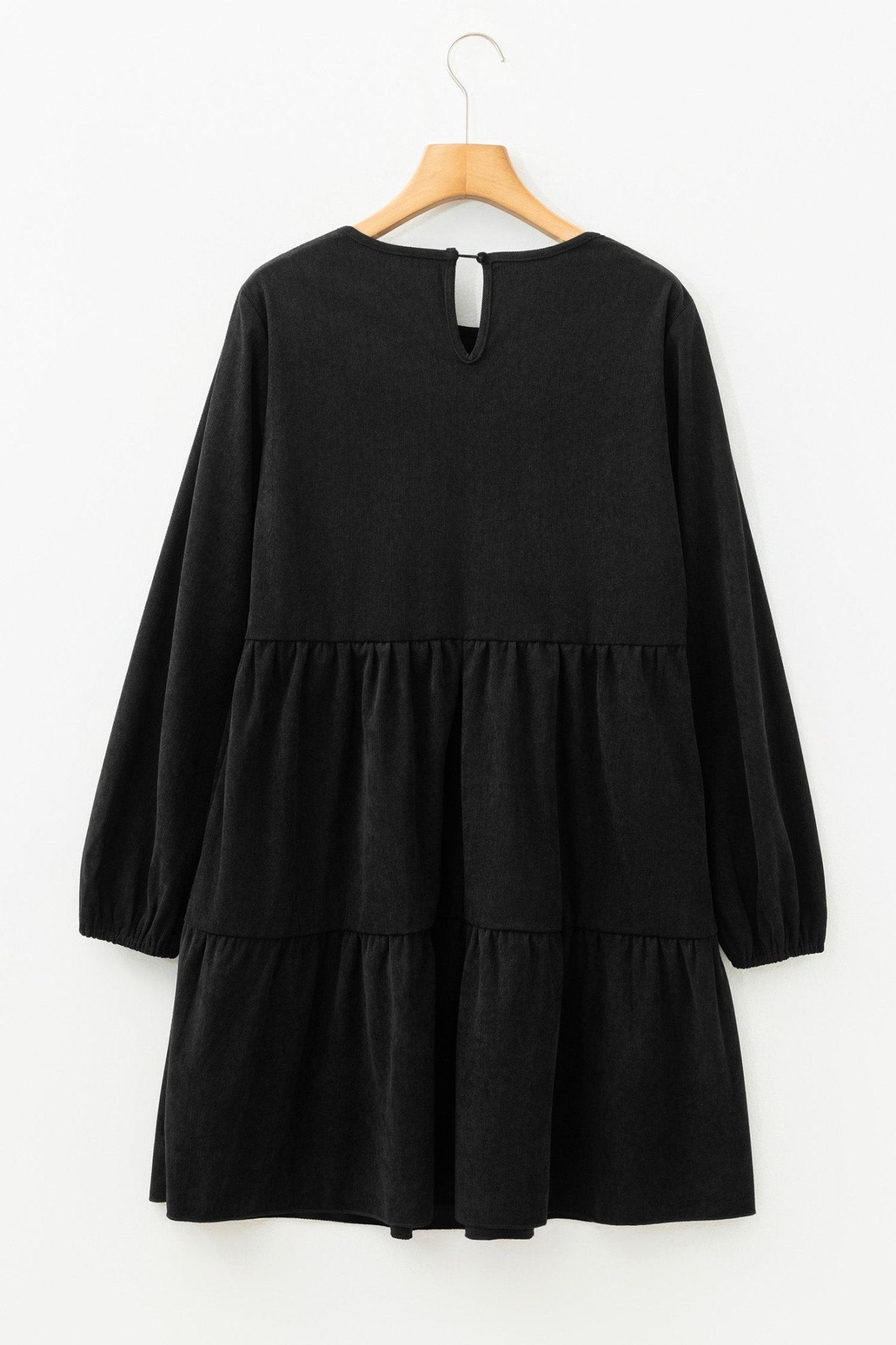 Solid Lantern Sleeve Tiered Mini Dress - Rooted & Reckless Co.