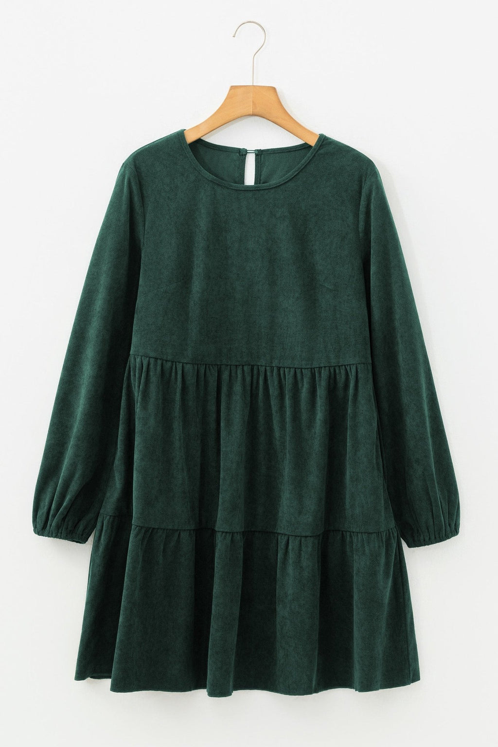 Solid Lantern Sleeve Tiered Mini Dress - Rooted & Reckless Co.