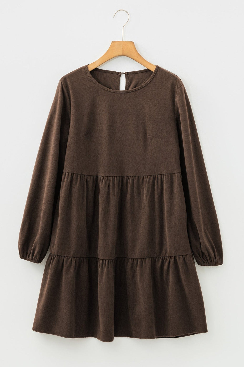 Solid Lantern Sleeve Tiered Mini Dress - Rooted & Reckless Co.