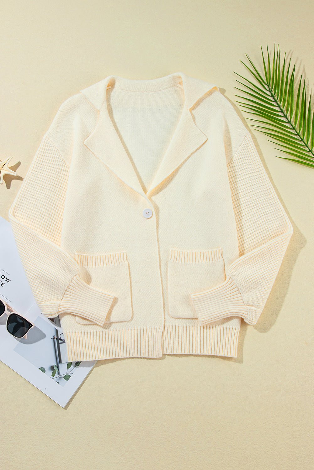 Solid Lapel Collar Single Button Sweater Cardigan - Rooted & Reckless Co.