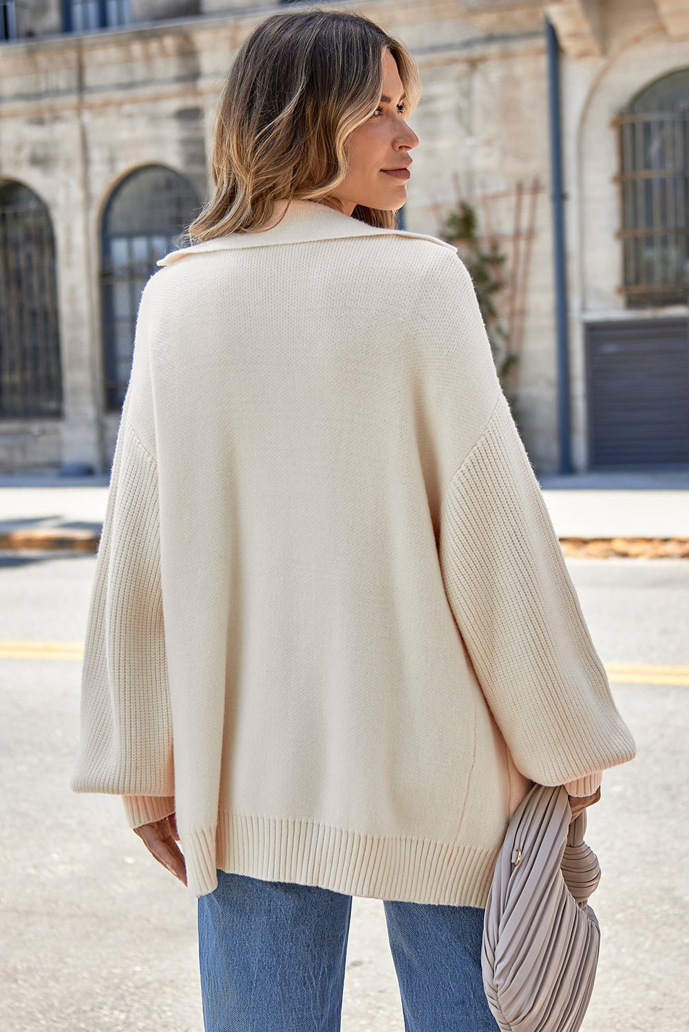 Solid Lapel Collar Single Button Sweater Cardigan - Rooted & Reckless Co.