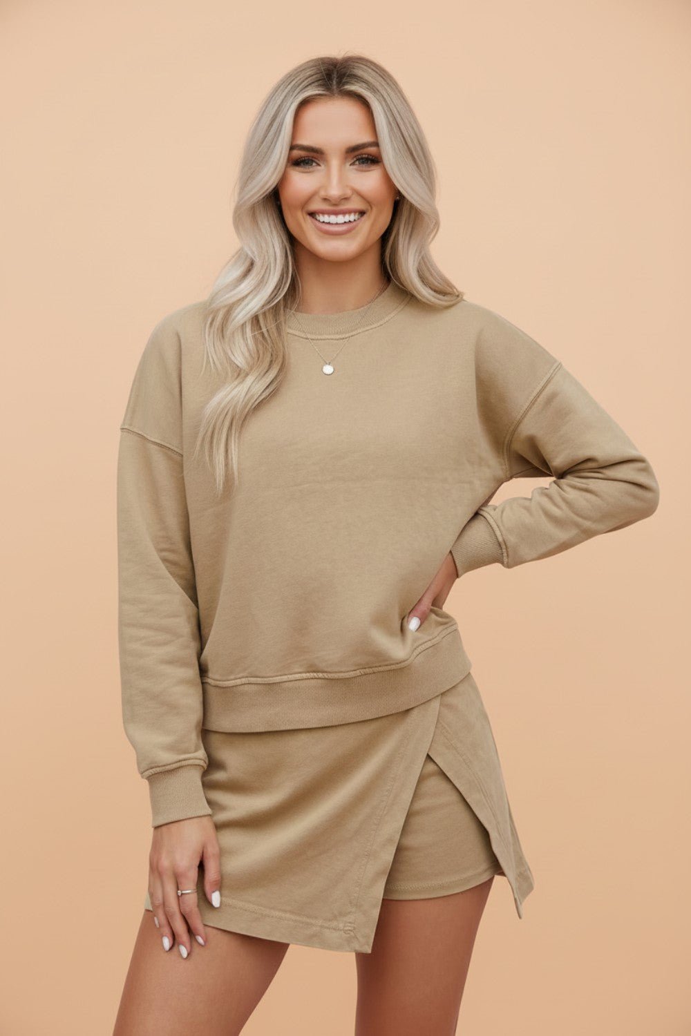 Solid Long Sleeve Top & Split Skort Set - Rooted & Reckless Co.