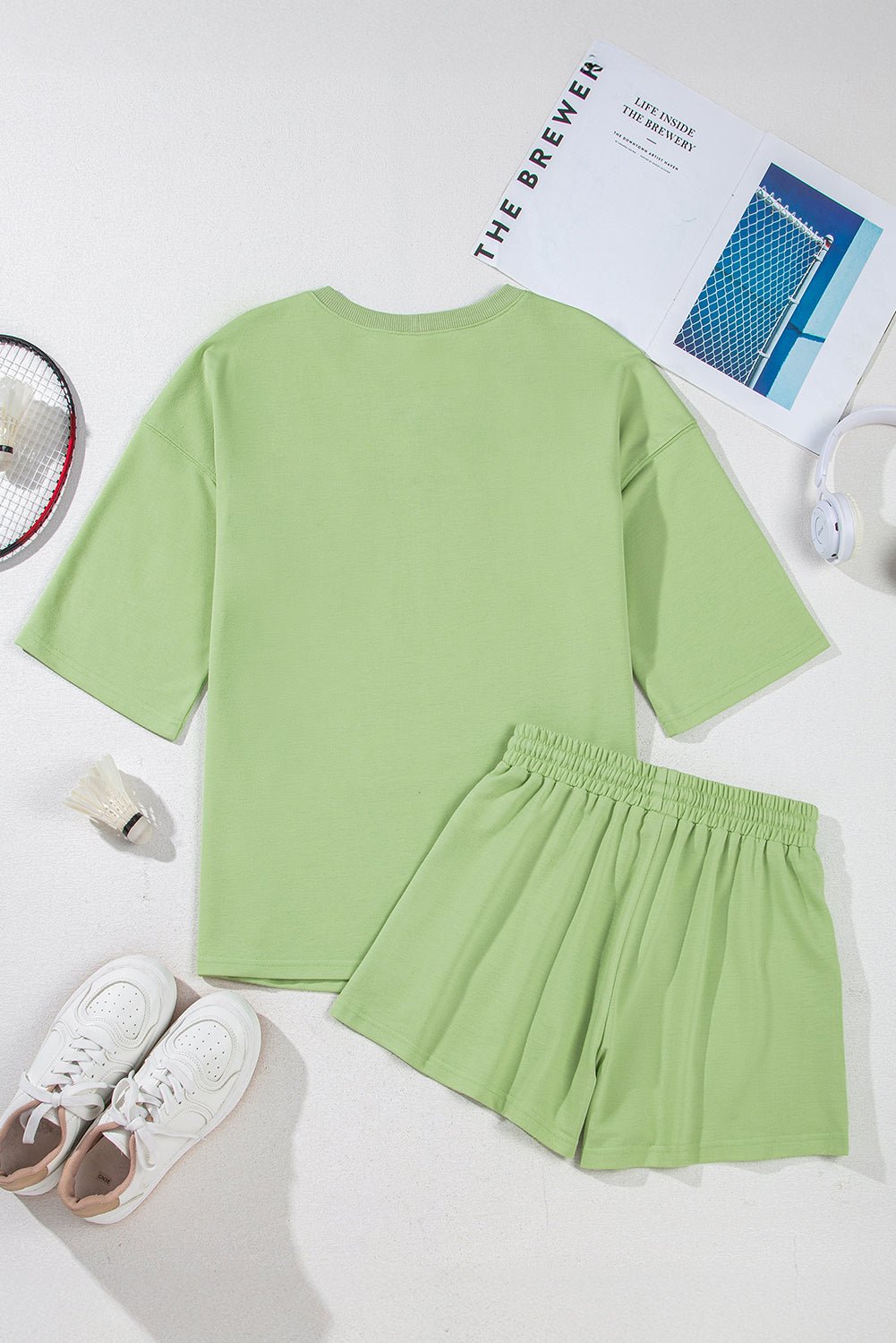 Solid Loose V-Neck Tee & Drawstring Shorts Set - Rooted & Reckless Co.