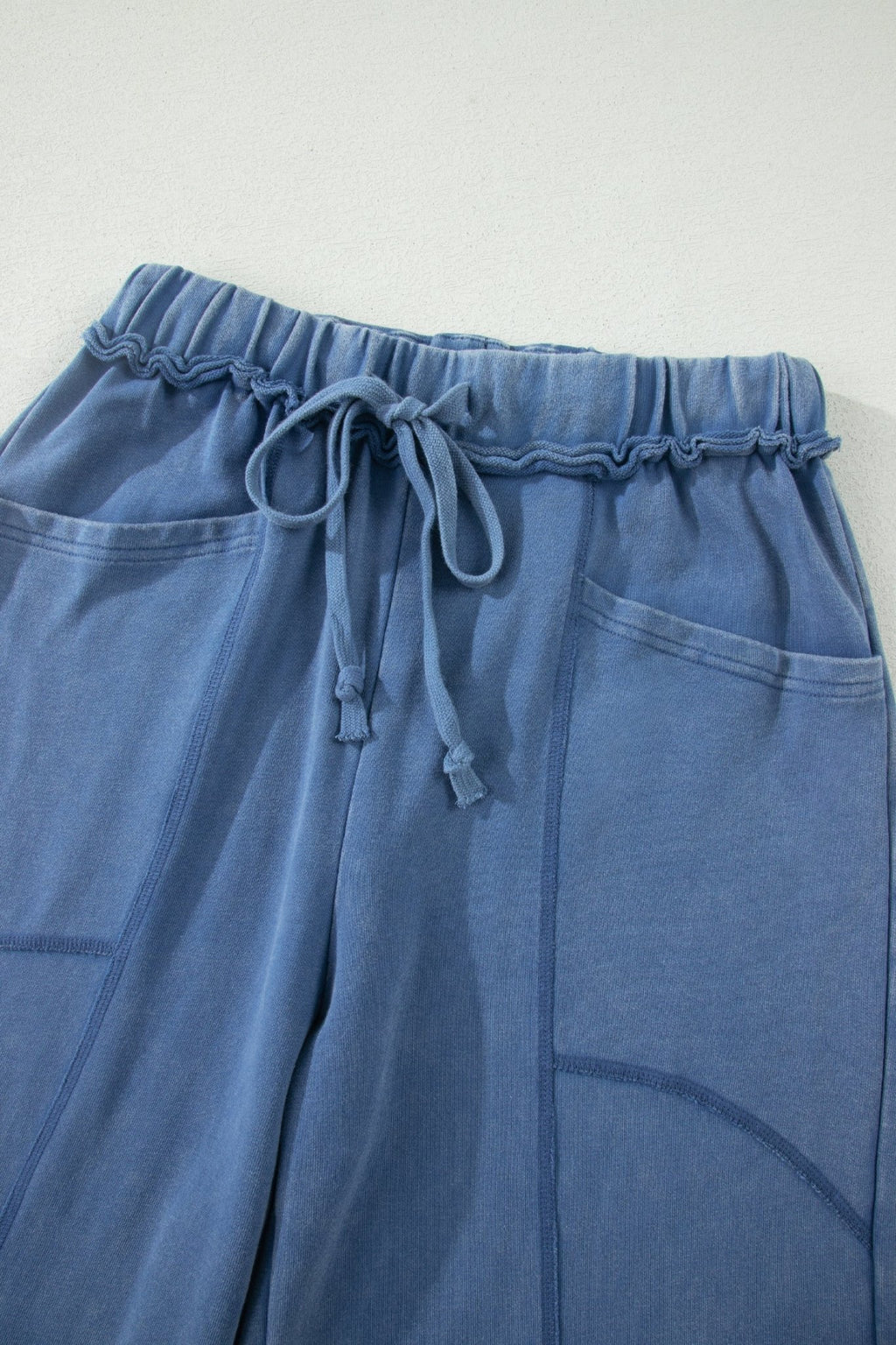 Solid Mineral Wash Drawstring Wide Leg Pants - Rooted & Reckless Co.