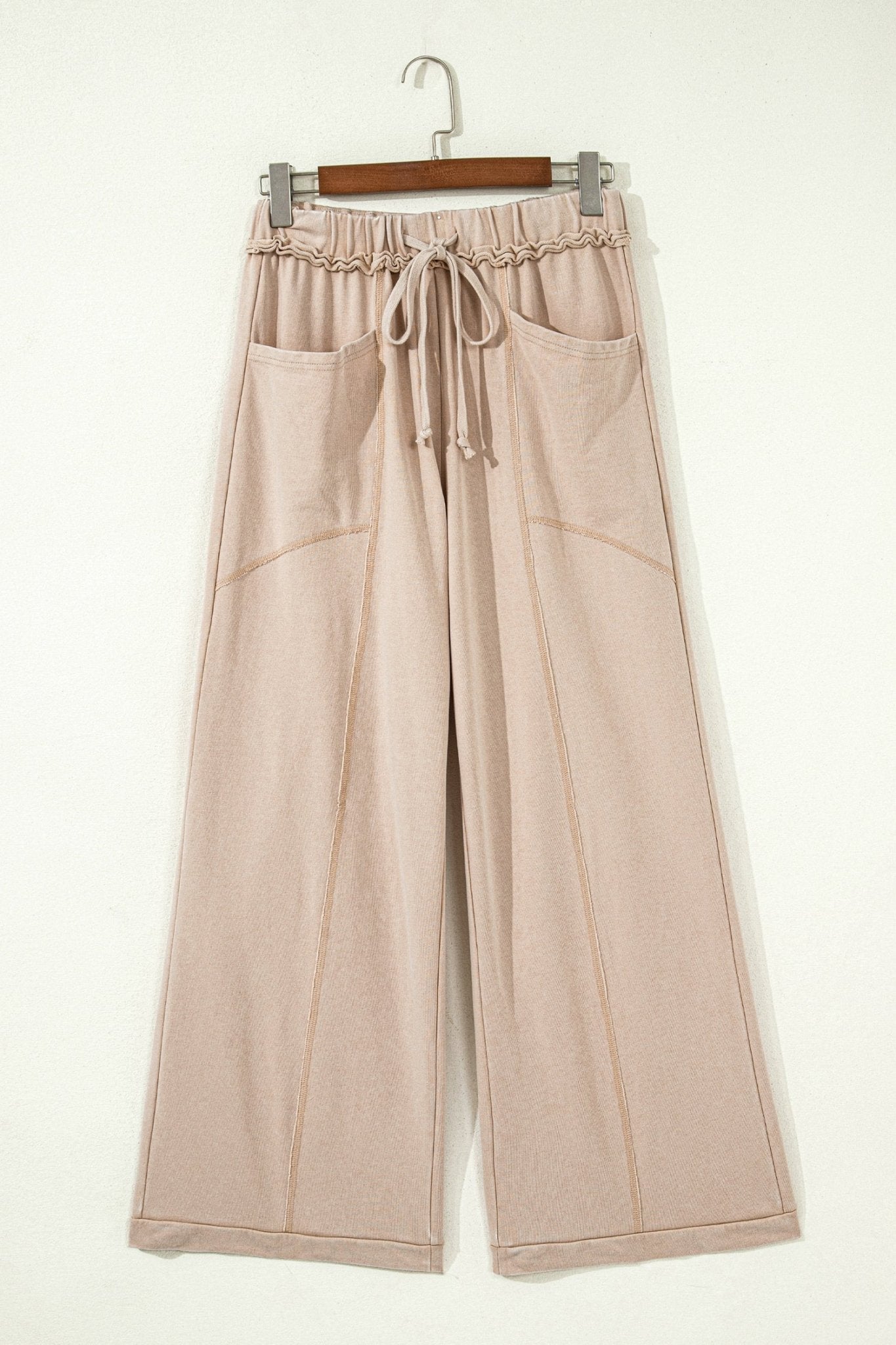Solid Mineral Wash High Waist Wide Leg Pants - Rooted & Reckless Co.