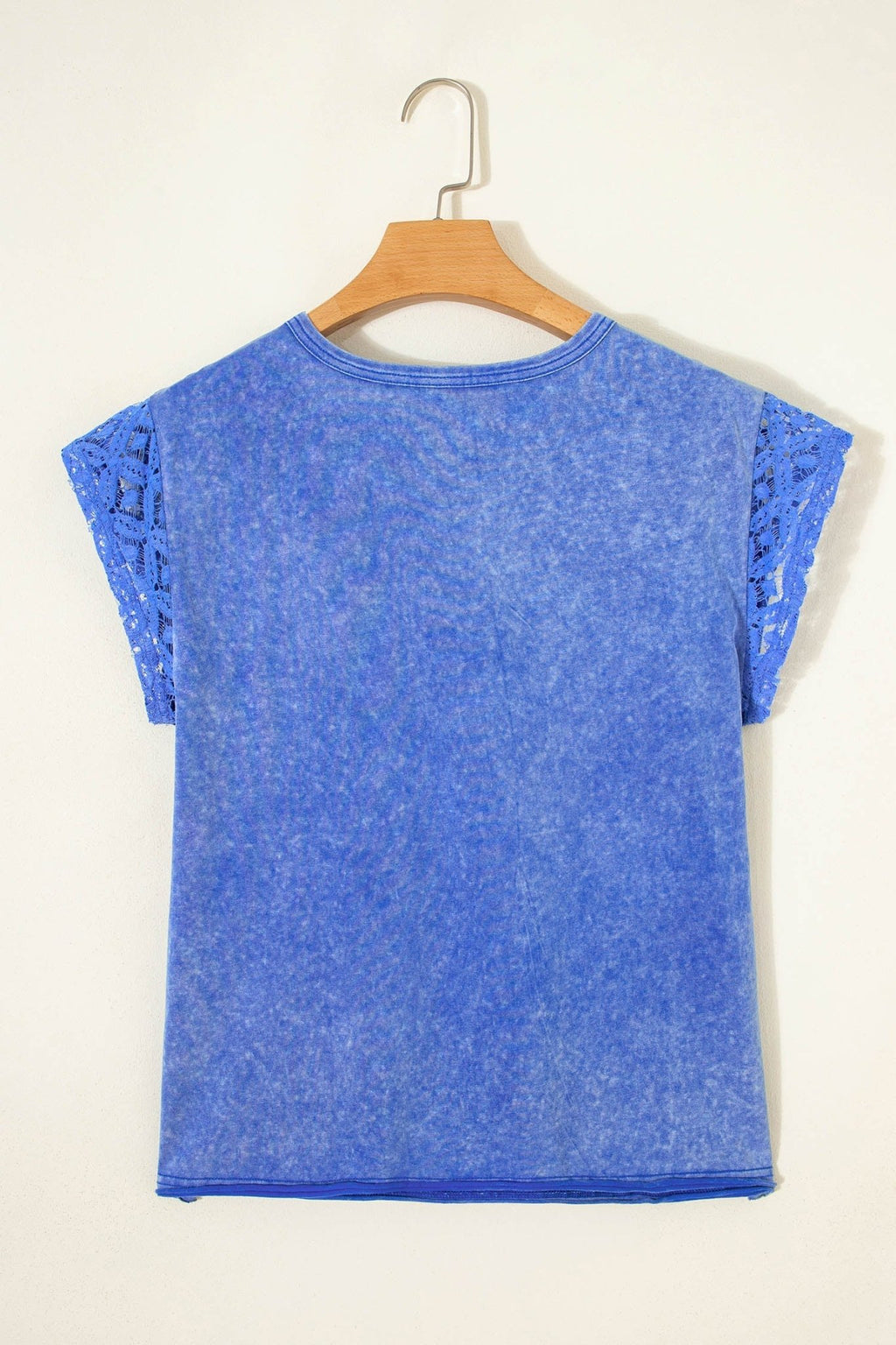 Solid Mineral Wash Raw Seam Lace Sleeve Tee - Rooted & Reckless Co.