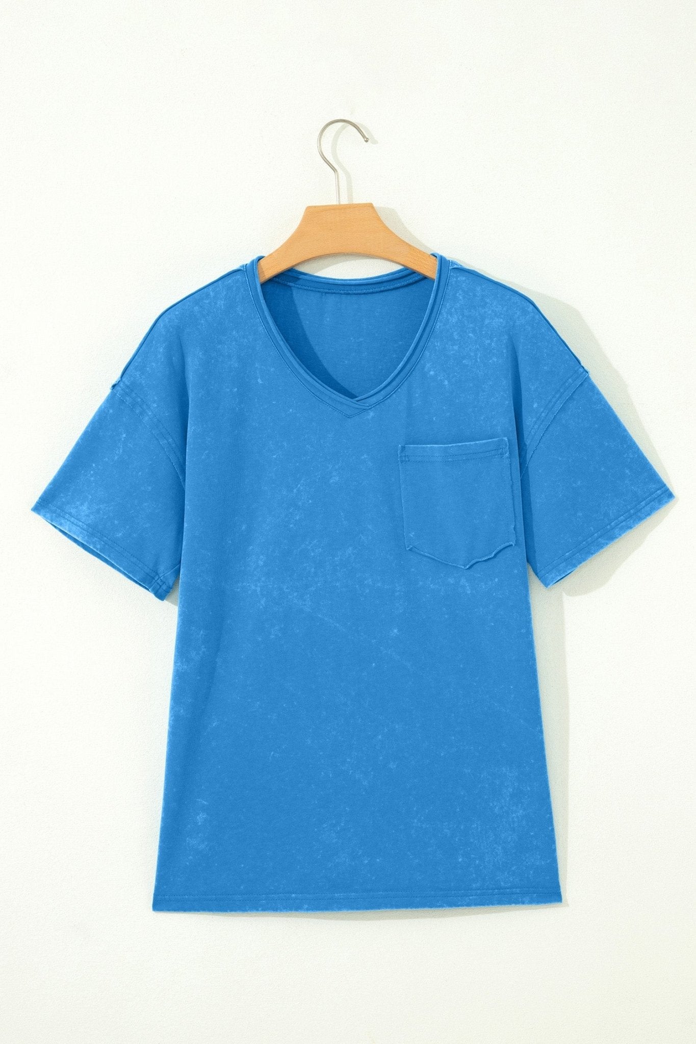 Solid Mineral Wash Short Sleeve V-Neck T-Shirt - Rooted & Reckless Co.