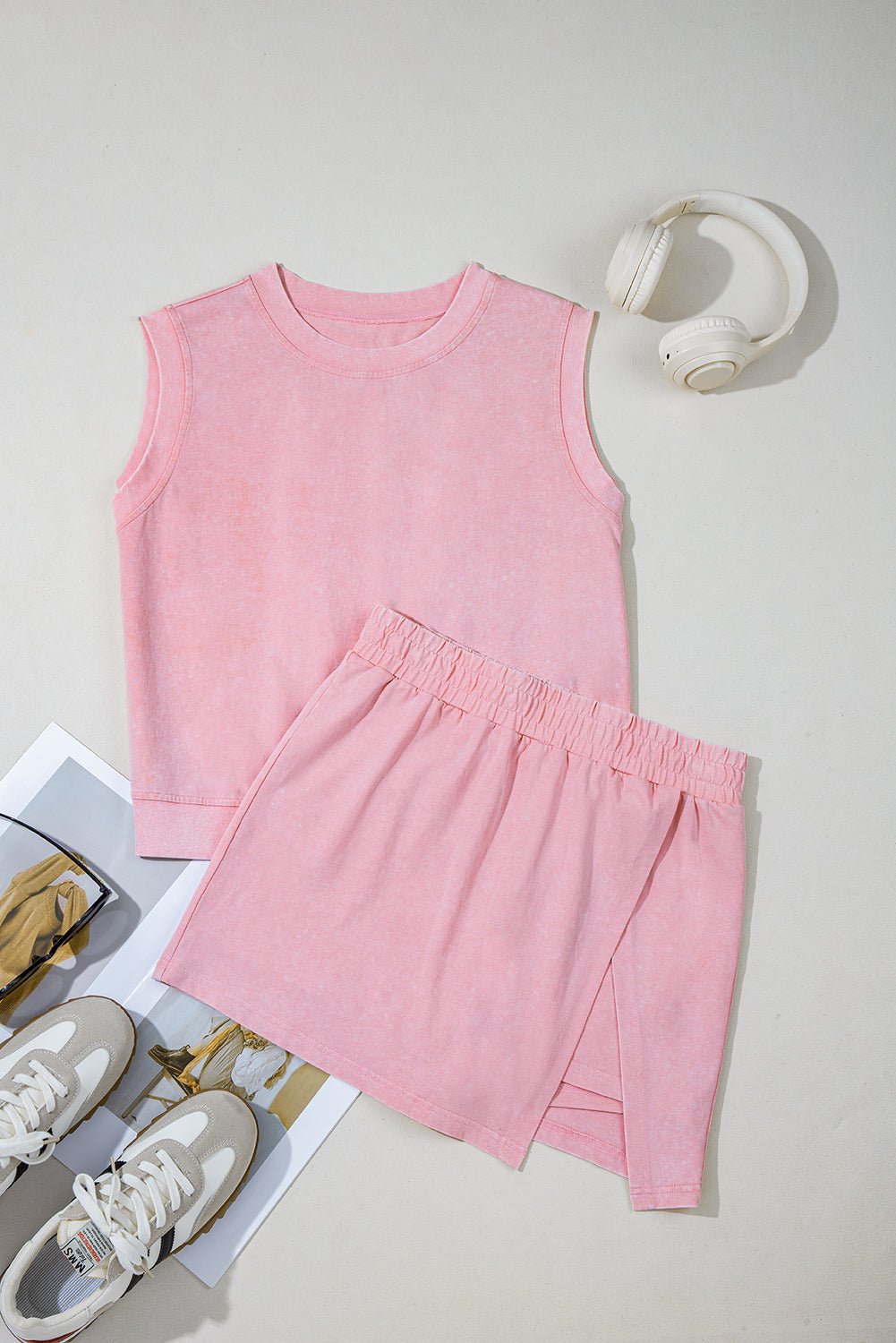 Solid Mineral Wash Tank Top & Lined Skort Set - Rooted & Reckless Co.