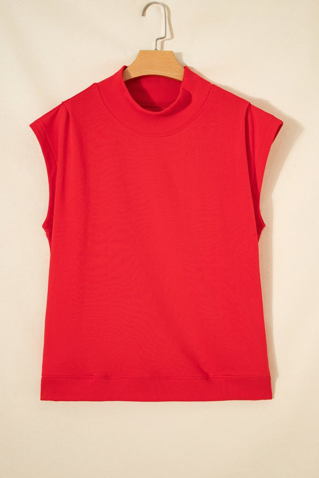 Solid Mock Neck Cap Sleeve Oversized Top - Rooted & Reckless Co.