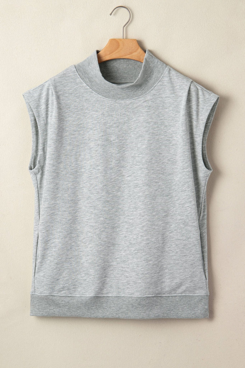 Solid Mock Neck Cap Sleeve Oversized Top - Rooted & Reckless Co.