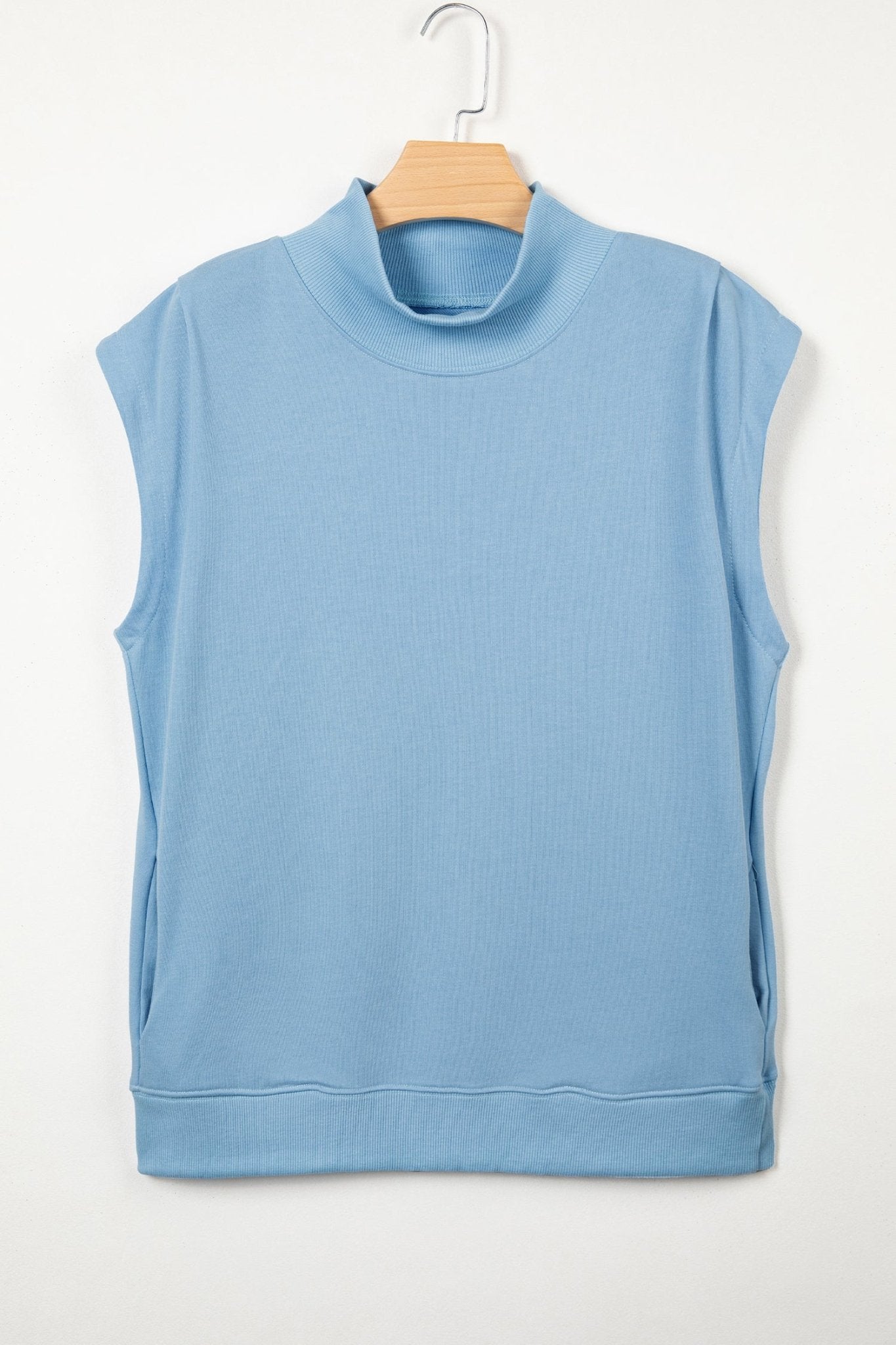 Solid Mock Neck Cap Sleeve Oversized Top - Rooted & Reckless Co.