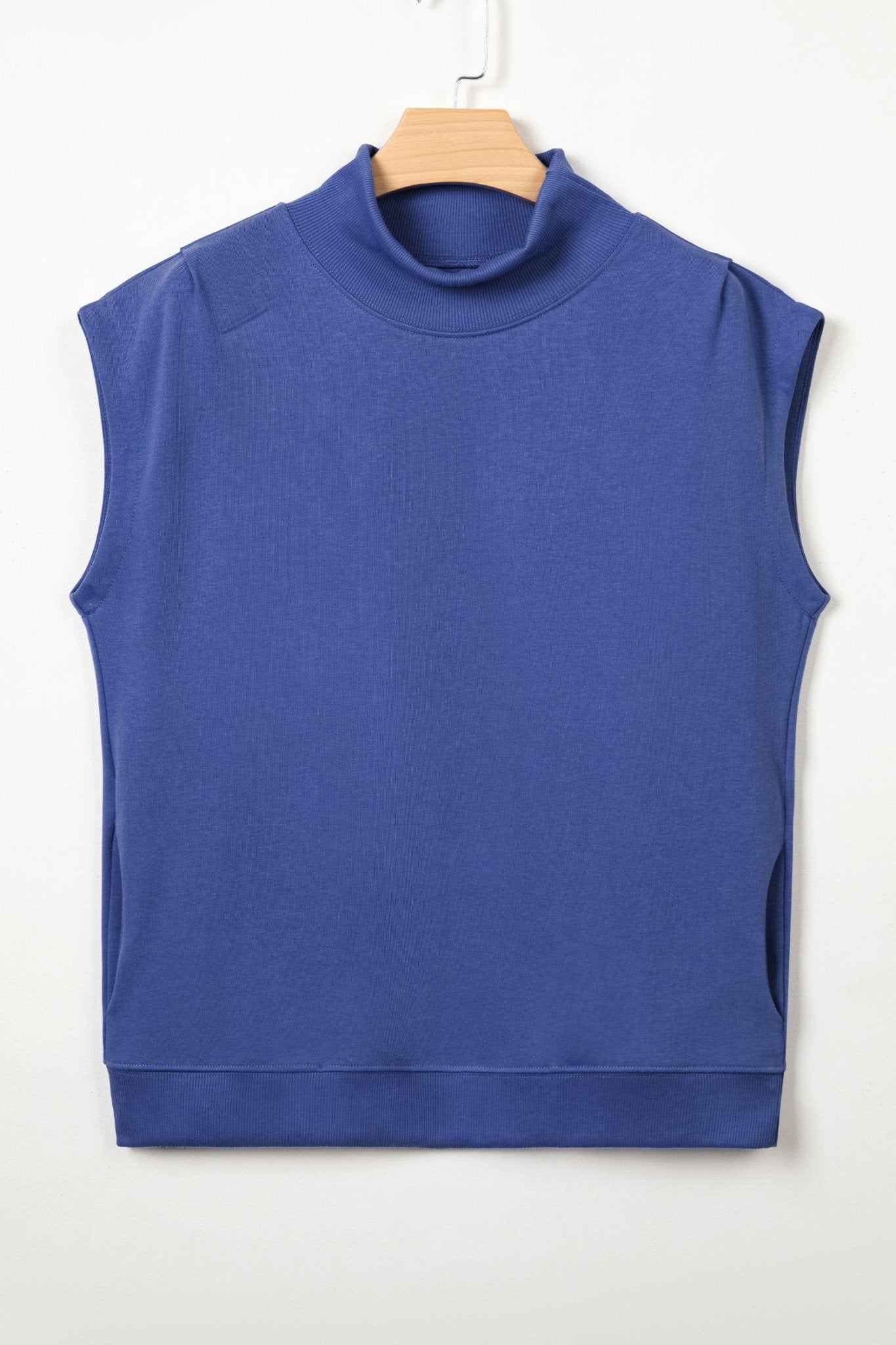 Solid Mock Neck Cap Sleeve Oversized Top - Rooted & Reckless Co.