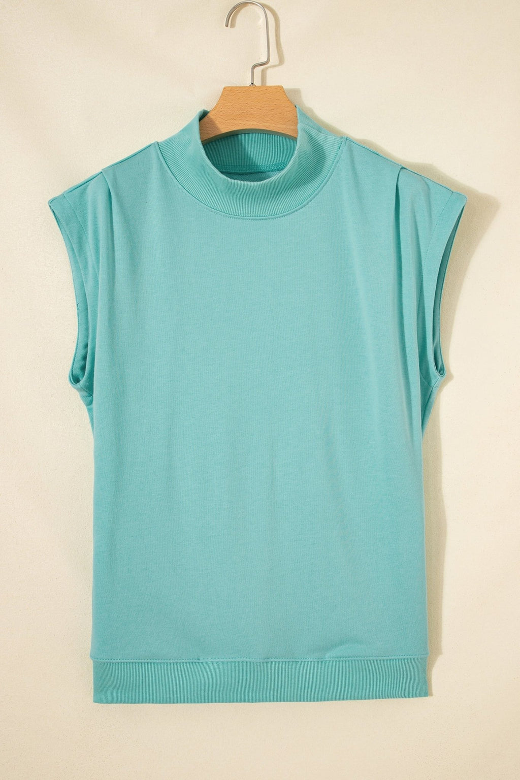 Solid Mock Neck Cap Sleeve Oversized Top - Rooted & Reckless Co.